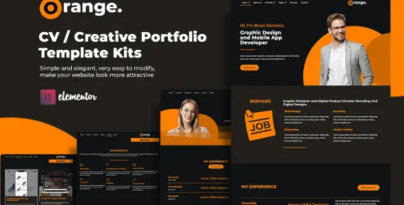 Orange CV-Creative Portfolio Elementor Template Kits